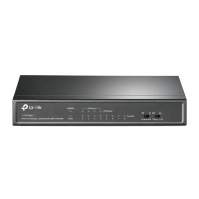TP-LINK TL-SF1008LP Switch Desktop switch, 8 ports 10/100 Mb/s, 4 ports PoE, 8 RJ45 ports 10/100 Mb/s, 4 ports PoE, data transfer and powering devices using the same cables, Plug and play installation, no configuration required