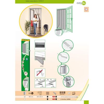 53. DOOR MOSQUITO NET 100X220 SLAT POLYESTER + VELCRO TAPE