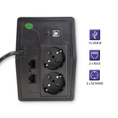 13. QOLTEC UPS 450VA | 240W | LCD | USB | RJ45