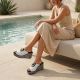 6. Women's leather wedge sandals, white, S.Barski 7012