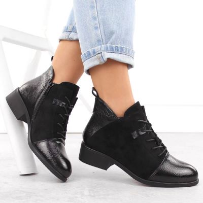16. Women’s Black Suede-Look Ankle Boots with Warm Lining M.Daszyński MR2458-7