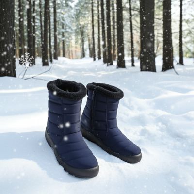 16. NEWS W EVE181B waterproof zipper snow boots navy blue 