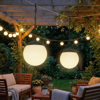 26. SOLAR LAMP PLASTIC BALL HANGING WITH CLIP 10X30CM SET OF 2 PCS