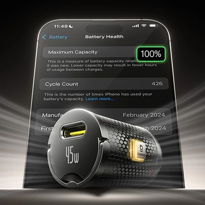 15. Baseus PrimeTrip VP2 45W USB-C Car Charger with 60W USB-C to USB-C 1m Cable - Black