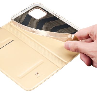 7. Dux Ducis Skin Pro Holster Flip Cover for iPhone 14 Plus gold