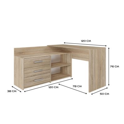 4. Corner desk + chest of drawers DANY 120x50xH76 sonoma
