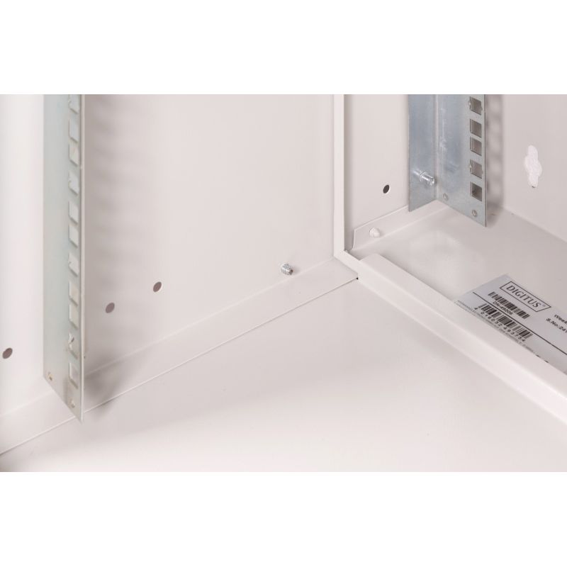 17. 19" 12U wall-mounted network cabinet, SOHO PRO 595 x 540 x 400 mm, glass door, gray, unassembled, 60 kg