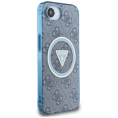 4. Guess IML Metal Glitter 4G Circle Triangle MagSafe Case for iPhone 16e - Blue