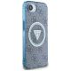 4. Guess IML Metal Glitter 4G Circle Triangle MagSafe Case for iPhone 16e - Blue
