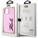 8. Karl Lagerfeld Wrinkled Metal Signature iPhone 15 Case - Pink
