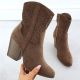 2. Women's openwork cowboy boots, suede, brown, S.Barski HY52-514