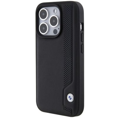 2. BMW Leather Blue Dots iPhone 15 Pro Max Case - Black