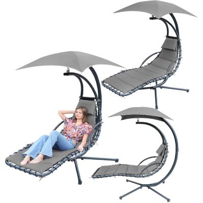 SWING ROCKING CHAIR WITH UMBRELLA LISBON DARK GREY