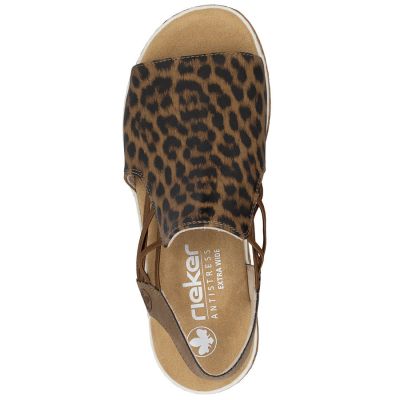 9. Women's beige leopard print platform sandals Rieker 62741-90