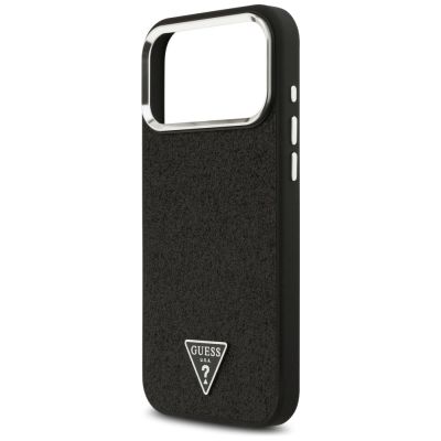 6. Guess Glitter Triangle Logo MagSafe Case for iPhone 17 Pro Max - Black