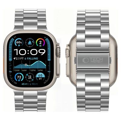 3. Tech-Protect Stainless Bracelet for Apple Watch 44 / 45 / 46 / 49 mm – Silver