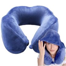 TRAVEL BLUE TRANQUILITY HODDIE MEMORY FOAM TRAVEL PILLOW WITH HOOD