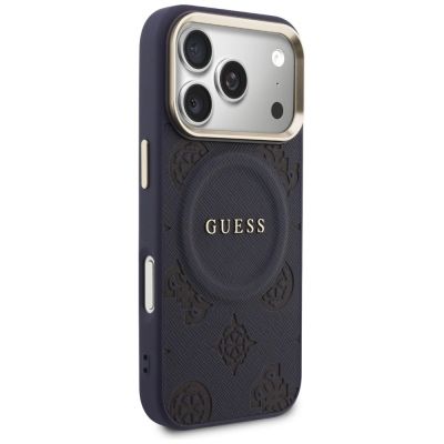 4. Guess Peony Hot Stamp MagSafe Case for iPhone 17 Pro - Blue