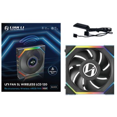 Lian Li UNI FAN SL Wireless LCD 120 Computer Case Fan 12 cm Black 1 pc.