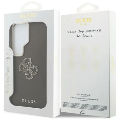 7. Guess Grained Big 4G Metal Logo Case for Samsung Galaxy S26 Ultra - Brown