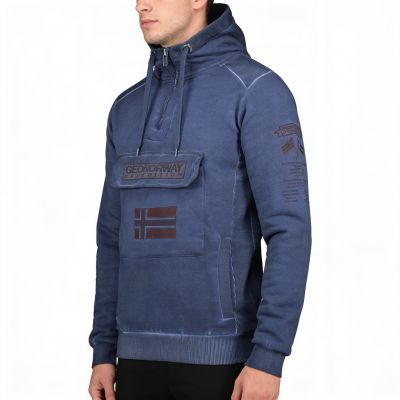 6. Geographical Norway Gymclass EO Tiedye Badge Sweatshirt M WU8270H-GNO-NAVY