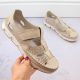 17. Rieker W RKR651 beige leather openwork shoes with velcro