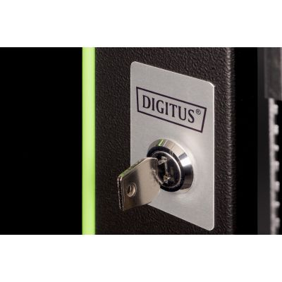 18. Digitus Unique 19" 16U wall-mounted network cabinet 600x450, glass door, black, undivided, assembled, 100kg