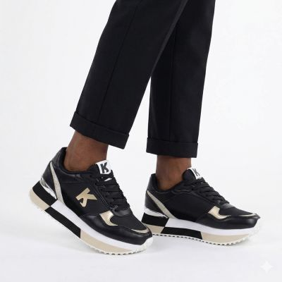 6. Women's leather sports shoes black Kobbo 100102