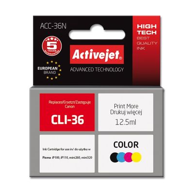 Activejet ACC-36N Ink (Canon CLI-36 replacement; Supreme; 12.5 ml; color)
