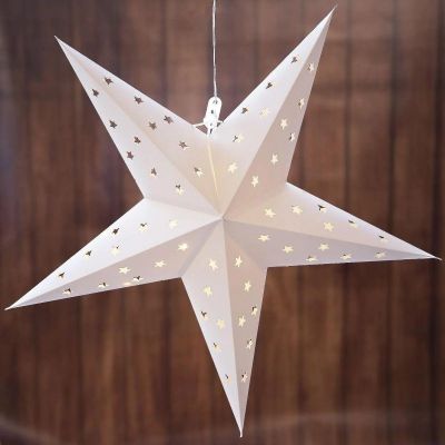 5. DECORATIVE PAPER STAR WITH LED ILLUMINATION 60CM WHITE TIMER