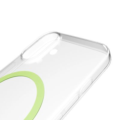 6. Puro Lite Mag TPU+PC Case Compatible with MagSafe for iPhone 17 - Transparent with Green Ring