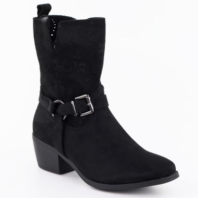 Women's suede cowboy boots black M.Daszyński MR1921-47