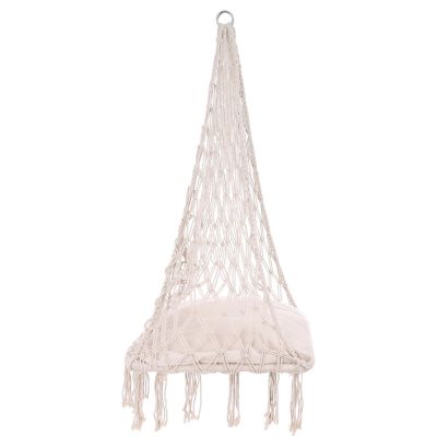 19. OPENWORK HAMMOCK HANGING CHAIR STORK'S NEST 60x60x150CM WITH ECRU PILLOW