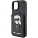 6. Karl Lagerfeld Saffiano Cardslots and Stand Monogram Ikonik Patch case for iPhone 15 - black