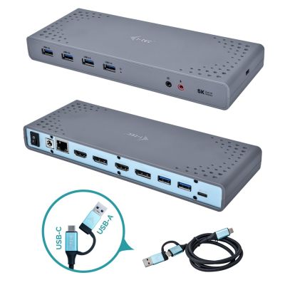 i-tec CADUAL4KDOCK Wired Docking Station USB 3.2 Gen 1 (3.1 Gen 1) Type-C Black, Turquoise