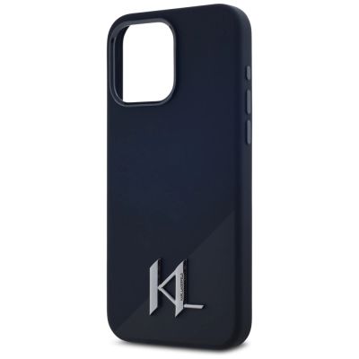 6. Karl Lagerfeld Silicone Shadow Metal Initial MagSafe Case for iPhone 15 Pro Max Black