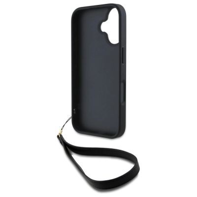 6. DKNY Wrist Strap Stock Logo iPhone 16 Case - Black