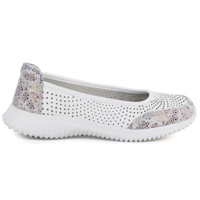 2. Women's leather openwork shoes, white, S.Barski 7036