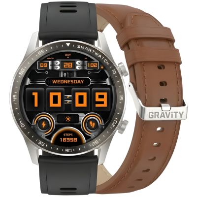 11. Smartwatch Gravity Silver 2 Straps GT10-8