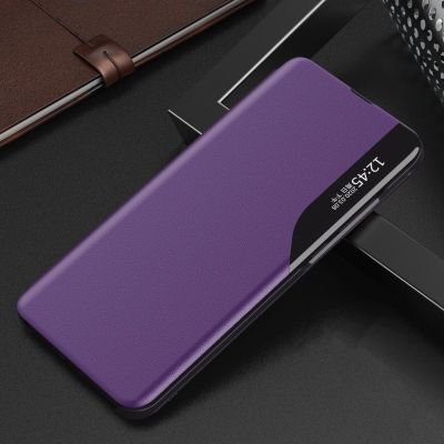 2. Eco Leather View Case elegant bookcase type case with kickstand for Samsung Galaxy A72 4G purple