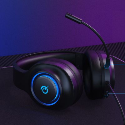 13. QCY V200 Pro Wired Gaming Headphones with 7.1 Sound and Detachable Microphone - Black