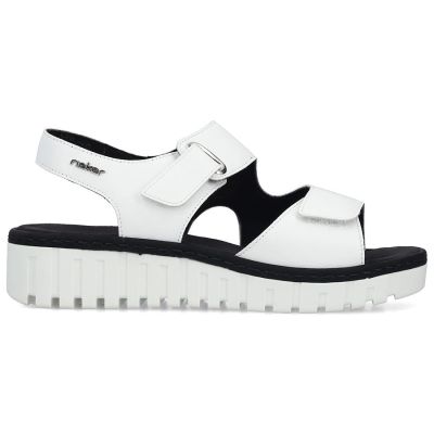 10. Women's leather wedge sandals white Rieker V1382-80