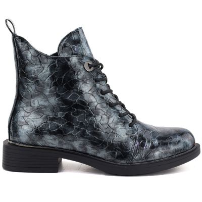 2. Women's patent leather ankle boots, gray, S.Barski HY62-8140