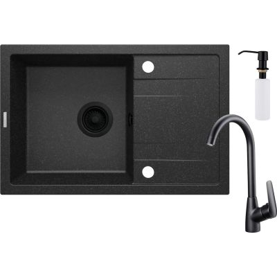 Granite sink with a single-bowl tap and drainer - with a dispenser ZRCC2113 5907650819394