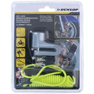 14. DUNLOP SILVER BRAKE DISC LOCK WITH CABLE LOCK