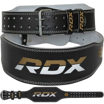2. 4" GOLD LEATHER BODYBUILDING BELT FOR EXERCISES - RDX S