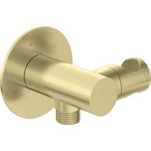 Round angle connector with handset holder