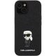 3. Karl Lagerfeld Fixed Glitter Ikonik Logo Metal Pin case for iPhone 15 - black