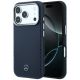 Mercedes Leather Semi Wrap Wood Effect MagSafe Case for iPhone 17 Pro - Navy Blue