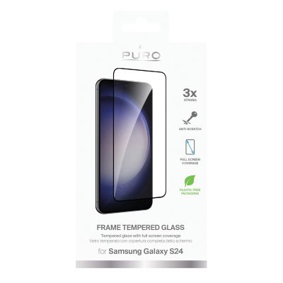 2. Puro Frame Tempered Glass with Black Frame for Samsung Galaxy S25 / S24